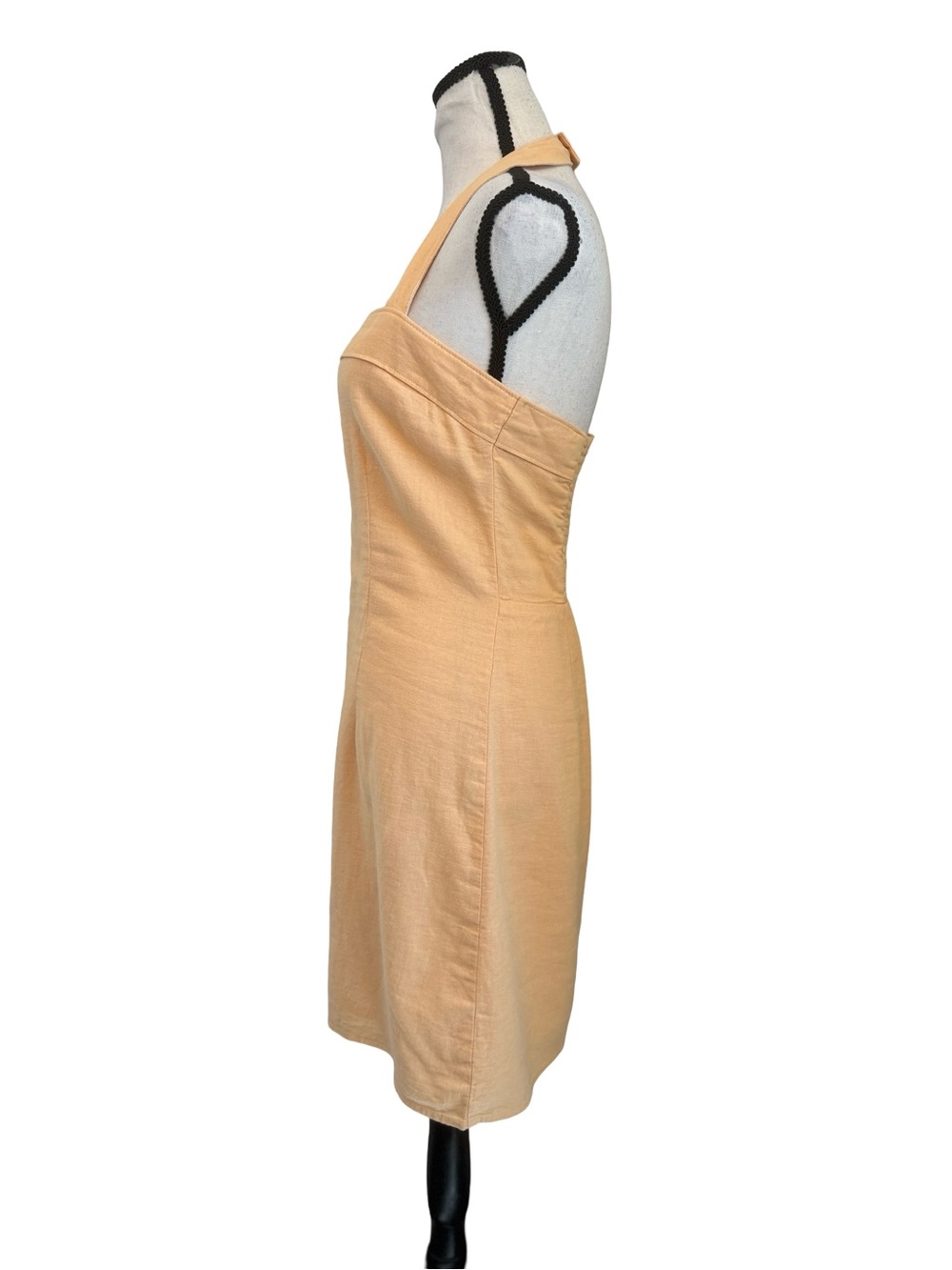 Abercrombie & Fitch Linen Blend Halter Mini Dress Peach Size Medium Tall - Picture 3 of 12
